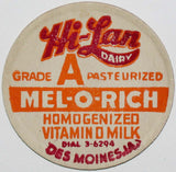 Vintage milk bottle cap HI-LAN DAIRY Mel-O-Rich Des Moines Iowa new old stock