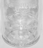 Vintage milk bottle Bottled at HILL CREST embossed quart TREQ Columbia Missouri