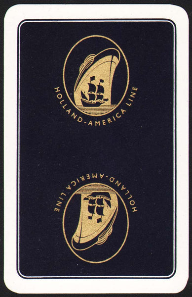 Vintage playing card HOLLAND AMERICA LINE ship pictured with a black background