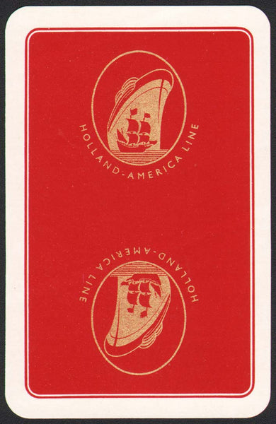 Vintage playing card HOLLAND AMERICA LINE ship pictured with a red background