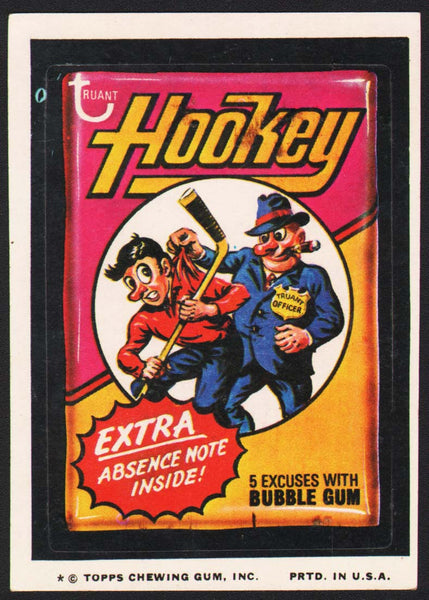 Vintage Topps Wacky Packages original sticker tan back HOOKEY Truant 5 excuses