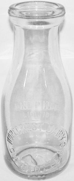 Vintage milk bottle HOPECREST DAIRY embossed pint 1938 Charlotte North Carolina