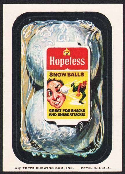 Vintage Topps Wacky Packages original sticker tan back HOPELESS SNOW BALLS