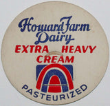 Vintage milk bottle cap HOWARD FARM DAIRY Extra Heavy Cream Baltimore Maryland