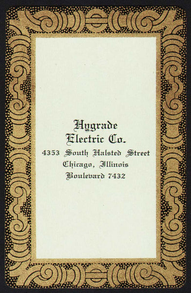 Vintage playing card HYGRADE ELECTIC Boulevard 7432 black border Chicago ILL