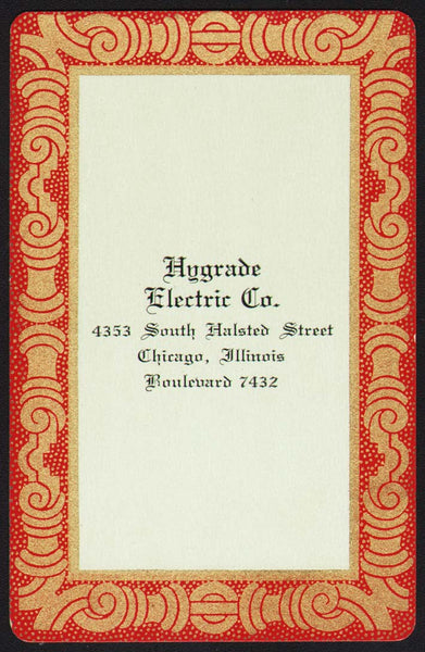 Vintage playing card HYGRADE ELECTIC Boulevard 7432 red border Chicago Illinois