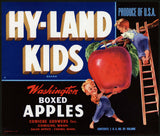 Vintage label HY-LAND KIDS pictured Washington Apples Cowiche Growers Yakima WA