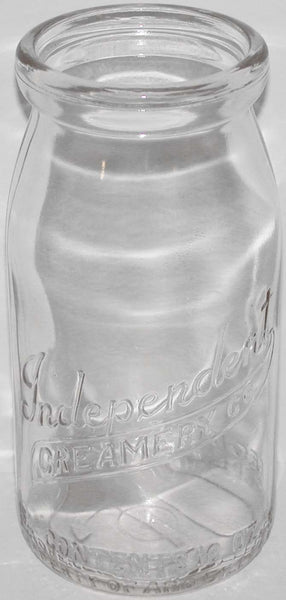 Vintage milk bottle INDEPENDENT CREAMERY CO embossed wide mouth 16oz Chicago ILL