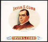 Vintage label IRVIN S COBB cigar box inner man pictured York PA embossed n-mint+