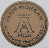 Vintage milk bottle cap ISAIH MORGAN Grade A Milk unused new old stock condition