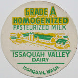 Vintage milk bottle cap ISSAQUAH VALLEY DAIRY Homogenized farm pic Washington