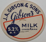 Vintage milk bottle cap J A GIBSON and SONS Gibsons Milk Springfield Missouri