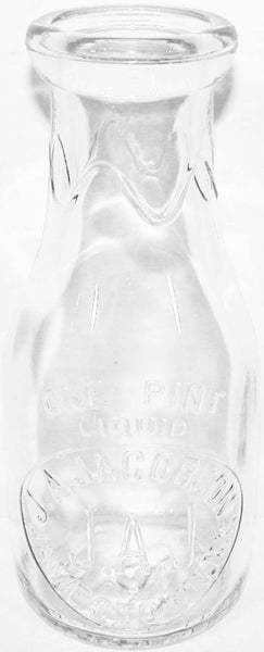 Vintage milk bottle J A JACOBSON dated 1940 embossed pint Jamestown New York
