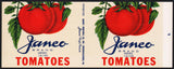 Vintage label JANCO Tomatoes pictured Janney Marshall Fredericksburg Virginia