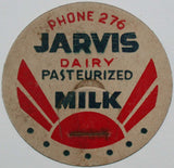 Vintage milk bottle cap JARVIS DAIRY Pasteurized Milk Phone 276 Fremont Nebraska