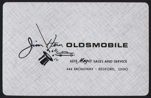 Vintage playing card JIM HERN OLDSMOBILE silver Magic Sales Service Bedford Ohio