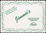 Vintage placemat JIMMIES Drive Inn Fountain Savin Rock West Haven Connecticut