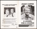 Vintage pamphlet JIMMY CARTER and Walter Mondale Leaders For A Change Democratic