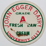 Vintage milk bottle cap JOHN EGGER DAIRY Cream University 0117 Portland Oregon