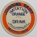 Vintage milk bottle cap JOHNSONS DAIRY Orange Drink Belding Michigan unused