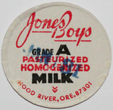 Vintage milk bottle cap JONES BOYS Homogenized Hood River Oregon used condition