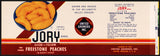 Vintage label JORY Freestone Peaches pictured United Growers Salem Oregon n-mint+