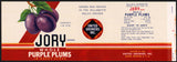 Vintage label JORY Whole Purple Plums 1lb14oz United Growers Salem Oregon n-mint+