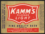 Vintage label KAMMS PILSNER LIGHT Beer IRTP Kamm Schellinger Mishawaka Indiana