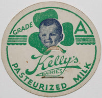 Vintage milk bottle cap KELLYS DAIRIES baby and clover leaf Beaumont Texas unused
