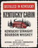 Vintage label KENTUCKY CABIN Bourbon Whiskey log cabin pictured Louisville n-mint+