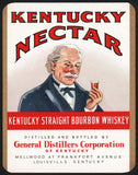 Vintage label KENTUCKY NECTAR Bourbon Whiskey man pictured Louisville n-mint+