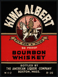 Vintage label KING ALBERT Whiskey knight pictured American Liquor Boston n-mint