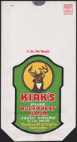 Vintage bag KIRKS BUCKWHEAT FLOUR deer pictured Kirk Milling Findlay Ohio n-mint