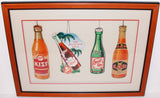Vintage signs KIST SPUR CHEER UP and MIL K BOTL cardboard stringers pro framed