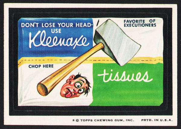 Vintage Topps Wacky Packages original sticker tan back KLEENAXE TISSUES