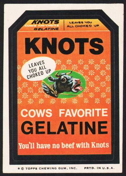 Vintage Topps Wacky Packages original sticker tan back KNOTS Cows Favorite