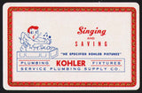 Vintage playing card KOHLER Plumbing Fixtures bathtub red border Service Supply