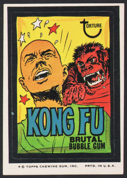 Vintage Topps Wacky Packages original sticker tan back KONG FU Brutal Bubble Gum