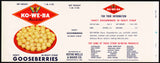 Vintage label KO-WE-BA Gooseberries Kothe Wells Bauer Indianapolis Indiana n-mint+