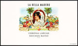 Vintage label LA BELLA MADERO cigar box inner woman pictured embossed n-mint+