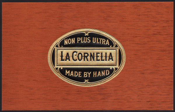 Vintage label LA CORNELIA cigar box inner Made By Hand embossed unused n-mint+