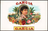 Vintage label LADY GARCIA cigar box inner woman pictured embossed unused n-mint+