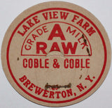 Vintage milk bottle cap LAKE VIEW FARM Coble and Coble Brewerton New York unused