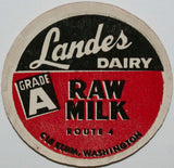 Vintage milk bottle cap LANDES DAIRY Raw Milk Cle Elum Washington new old stock