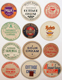 Vintage milk bottle caps LOT OF 12 DIFFERENT originals large size new old stock