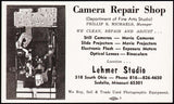 Vintage business card LEHMER STUDIO Camera Repair Shop Sedalia Missouri n-mint+