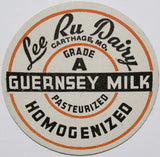 Vintage milk bottle cap LEE RU DAIRY Guernsey Milk Carthage Missouri unused