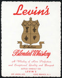 Vintage label LEVINS Blended Whiskey #2 Long Branch New Jersey unused n-mint+