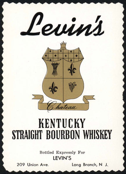 Vintage label LEVINS Kentucky Whiskey Long Branch #2 New Jersey unused n-mint+