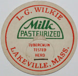Vintage milk bottle cap L G WILKIE Lakeville Massachusetts unused new old stock